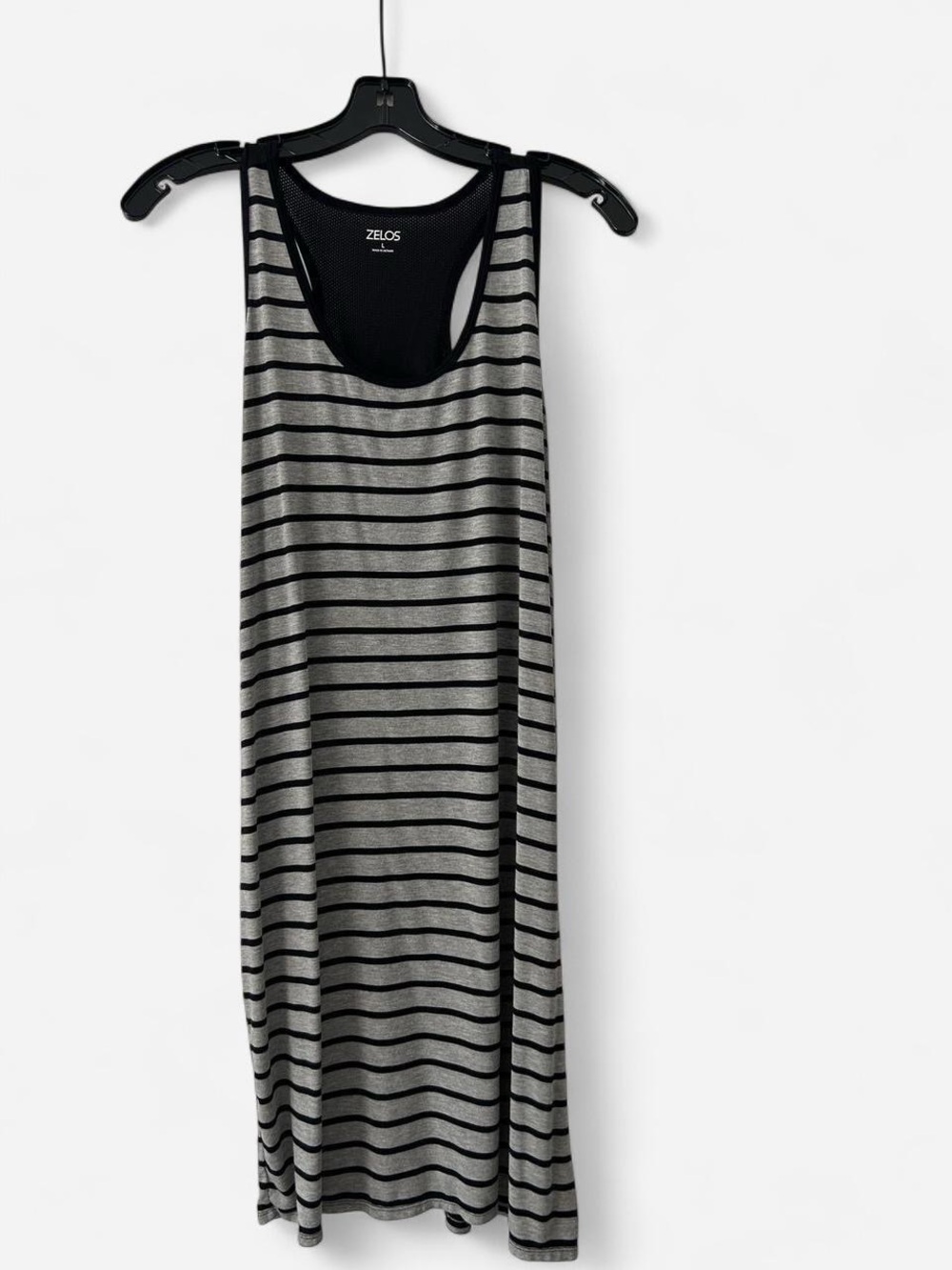 Zelos black and grey striped racerback  midi dress